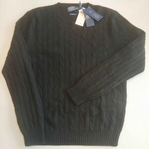 Polo Ralph Lauren Black Cashmere Cable Knit Crewneck Sweater